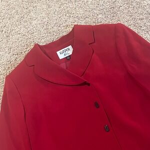 Kasper‎ ASL Red Blazer Women's 14 Button Front Notched Lapel Lined Career Jacket
